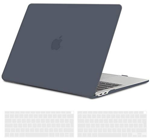 TECOOL Hülle Kompatibel mit MacBook Air M1 (A2337) / MacBook Air 13 Zoll Retina 2020 2019 2018 (A2179 A1932), Ultradünne Schutzhülle Hartschale Case mit Tastaturschutz (EU Layout), Grau-Schwarz