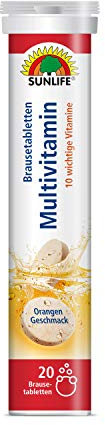 SUNLIFE Multivitamin: 10 wichtige Vitamine für den täglichen Vitamin-Bedarf, Orangengeschmack, 20 Brausetabletten - 12er Pack