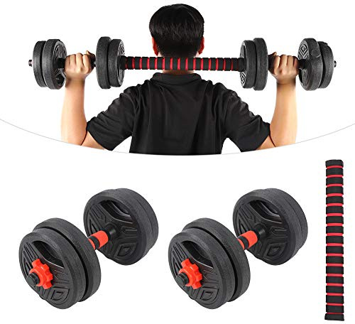 AYNEFY 10 kg Hanteln Set verstellbar 2 in 1 Kurzhantel Set & Langhantel Set mit Sternverschlüssen und 8 Hantelscheiben,für dein Zuhause Fitness Krafttraining