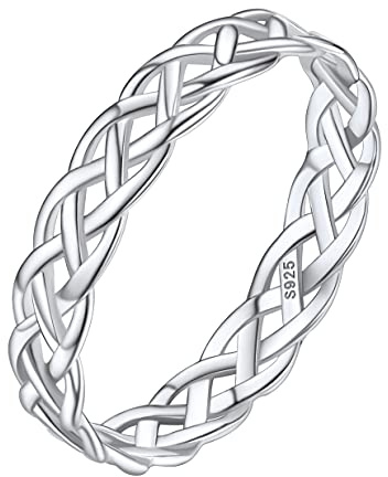 Silvora 925 Anillo Celta Plata Mujer Banda Fina Regalo Alianza Pareja | Material Plata de Primera Ley Nudo Trenzado Irlandes Joyería Delicada Céltica Amuleto Regalo Compromiso