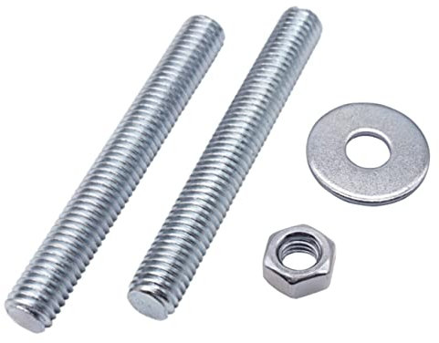 Confezione da 10 viti completamente filettate M8 x 70 mm con dadi esagonali e rondelle, perno DIN 796-1 (10, M8 x 70 mm)