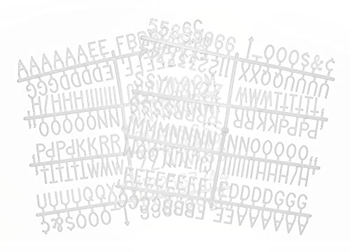 3/4 Inch Letters for Felt Letter Boards, 294 Pieces Including Characters, Numbers & Symbols for Changeable Plastic Message Boards (White)