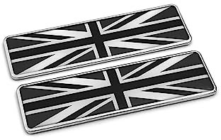 PTDecals 1 Pair The Union Jack Car Sticker Black White Grey England Flag 3D Emblem UK GB Flag Badge 104.5mm*30mm Graphic Decals for Racing Auto Car Vehicle