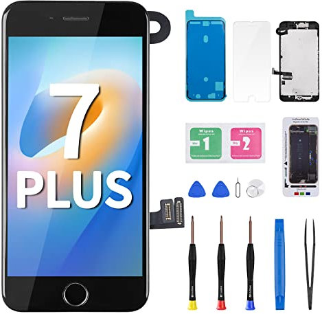 DGSCSMY for iPhone 7 Plus Screen Replacement with Home Button 5.5 Black LCD 7plus 3D Touch Display Digitizer Earpiece Assembly Glass Front Camera Speaker Sensor Repair Tool Fix Kit A1661 A1784 A1785