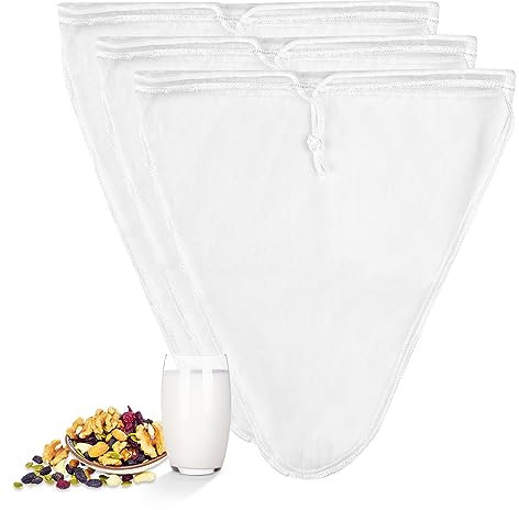 Magrimaxio 3 pièces sac a lait vegetal nylon, filtre lait végétal reutilisable, Filtre à Lait de Soja, Sac à Lait De Noix, pour Filtrer le Thé, les Jus de Fruits, le Café, les Jus de LéGumes