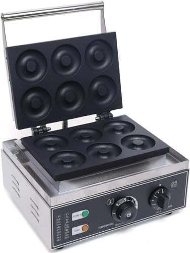 YIJIEHH 6 Grid Machine À Donuts Commerciaux Antiadhésifs,Appareil Multifonction, 6 Grilles, 1550 W, Grande Machine À Donuts, Électrique, Commerciale, Plaques Antiadhésives