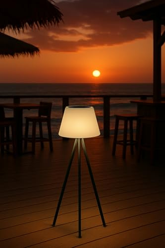 MeLiTec Solar-Stehlampe, 93cm, Akkubetrieb mit USB-Kabel, Solar-Terrassenbeleuchtung, auch Balkon oder Garten, mit Farbwechsel-Funktion, auch als Solar-Tischlampe 60cm, SO50