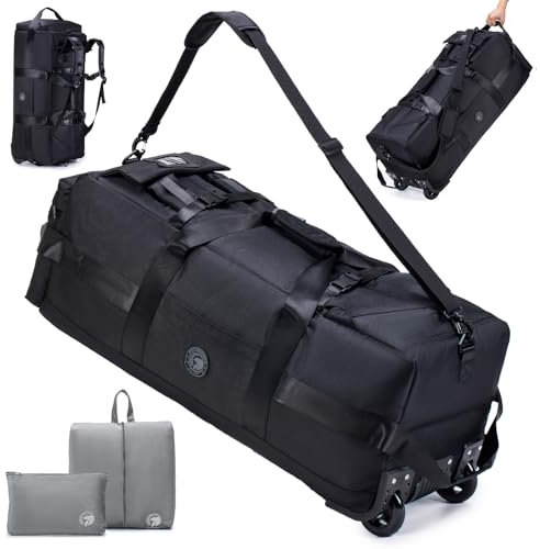 SUCIKORIO Reisetasche Mit Rollen Groß 85L 3 IN 1 Handgepäck Tasche mit Kofferorganizer 78x33x32cm Wasserdicht Oxford Reiserucksack 2 Rolls XL Rucksack Koffer mit Tragegriffen für Reisen, Weekender
