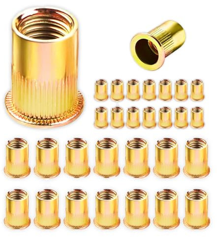 160 Pièces eupdd Ecrou a Sertir M4: Écrous M4 à Sertir, Écrous à Sertir Plaqué Zinc, Écrous à Riveter Fileté à Tête Plate, Éécrous à Rivets Aveugles avec Filetage, Écrou de Rivet Acier Carbon