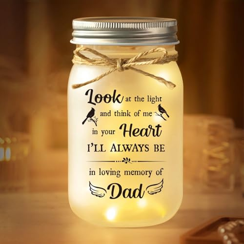 SteadStyle Memorial Gifts Mason Jar Night Light,Memorial Gifts for Loss of Dad，Bereavement Gifts for Loss of Father, Loss of Father Sympathy Gift, in Memory of Dad