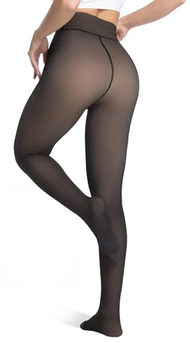 DIKER Medias Termicas Mujer Invierno, Leotardos Mujer de Forro Polar | Suaves y Confortables, con Efecto Transparente, Gran Elasticidad y Cintura Alta. Disponibles en Versión Extralarga o Sin Pies