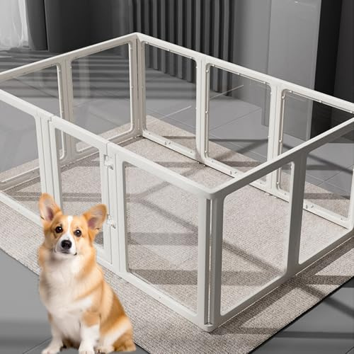 FENGZEQUAN Corralito Transparente for Perros en Interiores,Corralito de plástico acrílico Transparente for Perros,Corrales for Perros,para Cachorros, Gatos, Conejos, Hurones(60cm/23.6in,4 Pieces)