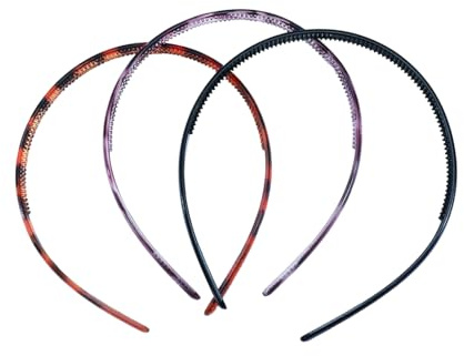 3Piezas Diademas de Plástico, Liso Banda del Cabello de Dientes Diademas,Delgadas,diademas unisex para mujer y hombre, diademas finas con dientes, diademas de plástico para el cabello(3 Colores)