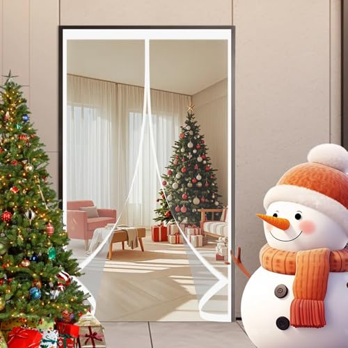 Rideau de Porte Thermique 155 x 250 cm Coupe-Vent, Protection Contre Le Froid, Isolation Thermique Moustiquaire Magnétique pour L'Hiver pour Salon, Chambre Chauffante, A