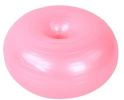 RASTKY Palla Gonfiabile in PVC a Forma di Ciambella Rosa da 50 Cm - Esercizi di Seduta Anti-esplosione per Bambini e Adulti - Yoga, Allenamento per la Forza e Uso in Classe con Pompa a Pedale Inclusa
