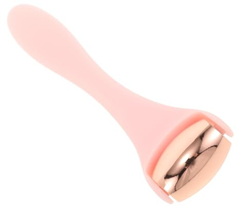 MUSISALY Rouleau de Massage Yeux en Métal Rose Doré et Manche Rose Rouleau de Gua Sha Facial pour Réduire les Poches Roll-On Rafraîchissant Contour des Yeux Appareil de Massage Visage