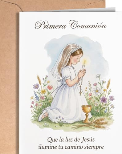 Greeting Cards for Everyone Tarjeta de Primera Comunión – Regalo de Primera Comunión para Niña, Nieta – Tarjeta de Recuerdo con Sobre para hija, sobrina, ahijada - EU 289
