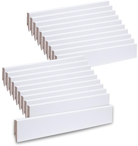 Leiste24 Sockelleisten Paket 52 Meter Weiß 60 mm | 20 MDF Fußleisten mit Kabelkanal und Clipfräsung | Weiße Dekor-Sockelleisten 2600 mm | Für Laminat, Vinyl, Parkett und Fliesen