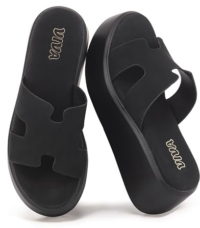 VIVASHOES Women’s Platform Mule Sandals - Lightweight Chunky Slide Sandals for Ladies - Open Toe Slip On Summer Footwear with Flatform Sole