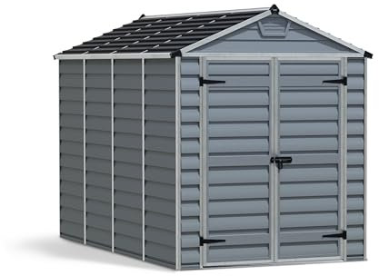 Canopia by Palram Gerätehaus Garten Skylight 6x10 Geräteschuppen Metall 185 x 304 cm Anthrazit Polycarbonatplatten rostbeständig UV-Schutz