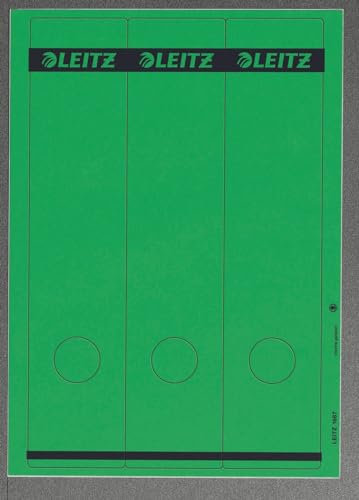 Leitz PC-beschriftbare Rückenschilder selbstklebend für Standard- und Hartpappe-Ordner, 75 Stück, Langes und breites Format, 62 x 285 mm, Papier, grün, 16870055