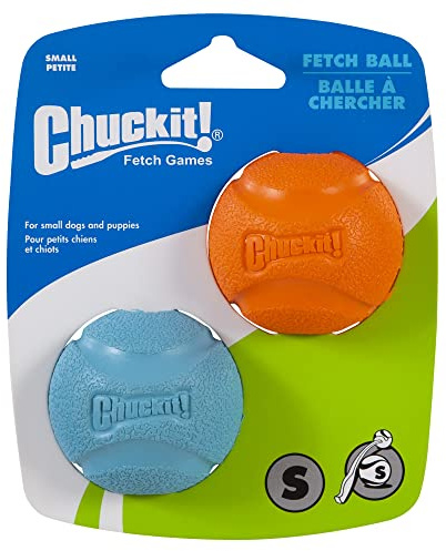 Chuckit! Fetch Ball – Durable Rubber Dog Toy, Lightweight Exercise Fetch Ball, Compatible with Launcher, Small 4.8 cm, Pack of 2