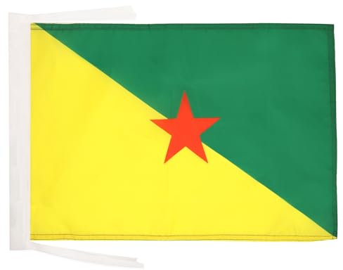 AZ FLAG - Drapeau Guyane française - 45x30 cm - Pavillon Guyanais - France 100% Polyester Avec Deux Cordelettes - 20g