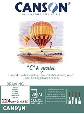 Canson 400060602 C a grain Zeichenpapier, A3, Weiß, 29,7 x 42 cm - A3