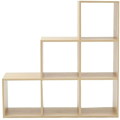 Rebecca Mobili Scaffale Moderno Libreria 6 Cubi Marrone Rovere Chiaro Legno Ordine Sala Cameretta - Misure: 97,5 x 97,5 x 29 cm (HxLxP) - Art. RE6045