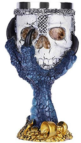 WIKEA Taza de Cerveza de Calavera de Acero Inoxidable, Jarra de Jarra de Calavera de Guerrero Vikingo, Taza de Bebida de Calavera Medieval para café/Bebida/Jugo (Copa Two)