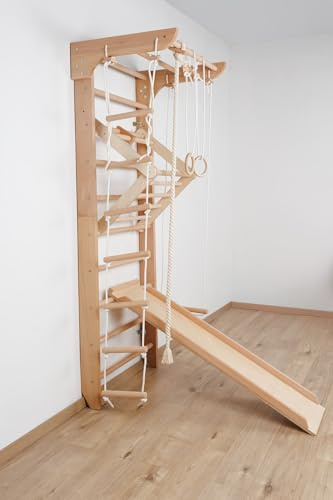 Scala svedese per arrampicata Kinder-5-220, attrezzatura sportiva per bambini, palestra domestica, parete con volant in legno, parete da ginnastica per fitness e allenamento, scala da arrampicata