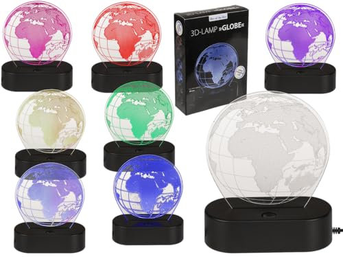 Out of the blue 3D-Leuchte, Weltkugel, ca. 20 cm, aus Kunststoff, mit USB-Kabel, im Geschenkkarton