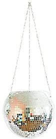 Saturey Blumentöpfe Disco Kugel Hängen Pflanzgefäß Globus Form Wandvase Blume Pflanzgefäße mit Metallkette Wohnkultur Pflanzen Behälter Raumdekoration Blumentöpfe im Freien (Color : 10cm)