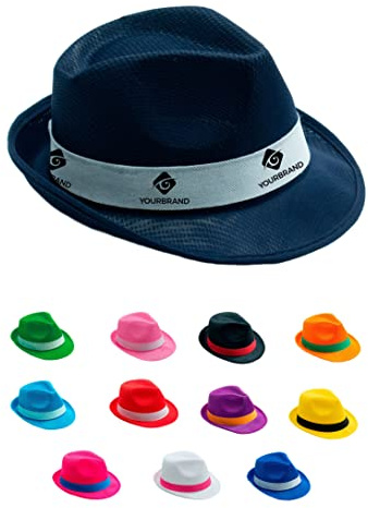 SILABA TONICA Sombreros Personalizados para Fiesta - PACK 25 Gorros para Eventos con Tu Frase o Diseño - Cinta y Color del sombrero a Elegir (Pack 25 uds)