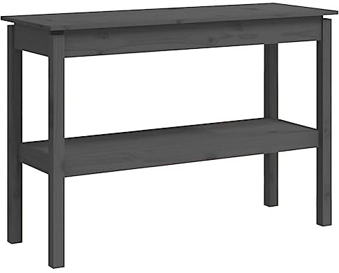 vidaXL Konsolentisch Konsole Beistelltisch Flurtisch Sideboard Ablagetisch Wandtisch Frisiertisch Holztisch Grau 110x40x75cm Massivholz Kiefer