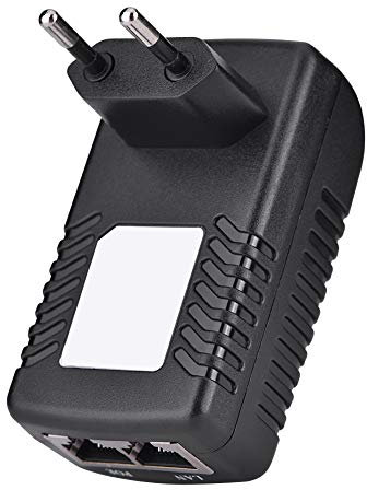 Sxhlseller Adaptador de Alimentación a Través de Ethernet, 48V 0.5A Inyector PoE de Pared Adaptador Ethernet Teléfono IP/Fuente de Alimentación para Cámara (Enchufe de la UE)