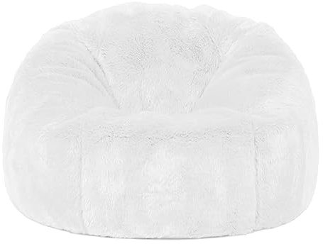 SXBCyan Bean Bag Chairs For Adults Kids(no Filler),2.3-5ft Fluffy Fur Pouf Sofa Cover Bean Bag Chair Couch Beanbag Ottoman Relax Lounge Futon Puff (Color : White, Size : 2.3ft-D70cm-cover)