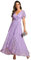 Ever-Pretty Robe de Demoiselle d’Honneur pour Femmes Dentelle High Low Manches Courtes Col en V Lavande 52