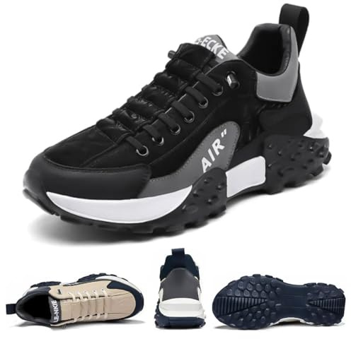 OURBUFAN Baskets orthopédiques confortables pour homme - Imperméables - Air AIP - Pour la marche, le tennis, la marche, le tennis - Chaussures de course neutres, Noir , 43 1/3 EU