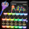 Shuttle Art Fluoreszierende Farbe, 12×60ml Glow in the Dark Leuchtfarben nachtleuchtend, Neon Acrylfarben für Kinder, Erwachsene zum Malen und Basteln auf Steine, Holz, Leinwand, Schwarzlicht Farbe