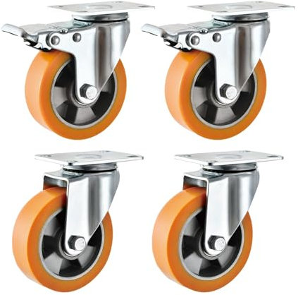 Heavy Duty Casters Set of 4 Locking Swivel Casters and Fixed Caster Wheels for Furniture and Tool Box Cart No Noise Castor Wheels 7.5cm/2.9in
