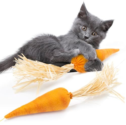 CanadianCat Company | Katzenspielzeug mit Katzenminze | Karotte, Möhre mit Catnip, handgefertigtes Spielkissen | 5 x 5 x 17 cm