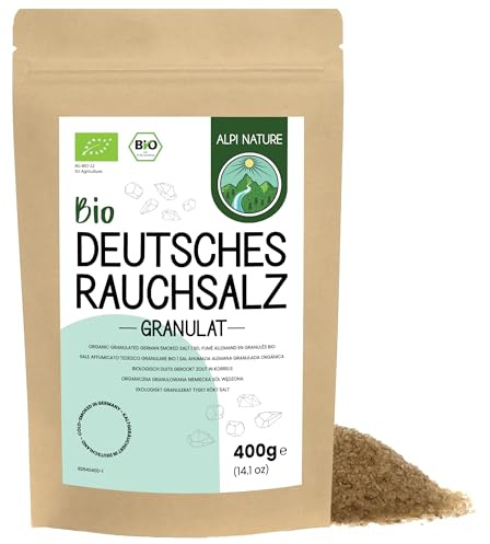Alpi Nature Tyska Rökta Saltgranuler 1-3mm BIO 400g, Ekologiskt Kallrökt Bokträ Granulerat Havssalt