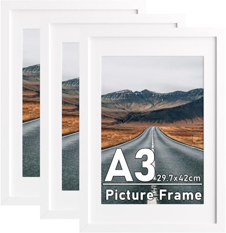 3Pack A3 Picture Frame with Removable A4 Mount,White 29.7x42cm Photo Frame