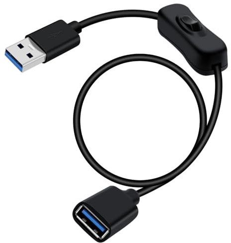 YINGAYOU USB 3.0-förlängningskabel med switch USB 3.0-kabel, kort med switch, stöder 5 Gbps dataöverföring och laddningsfunktion, för bärbara datorer, PC (svart, 1 m)