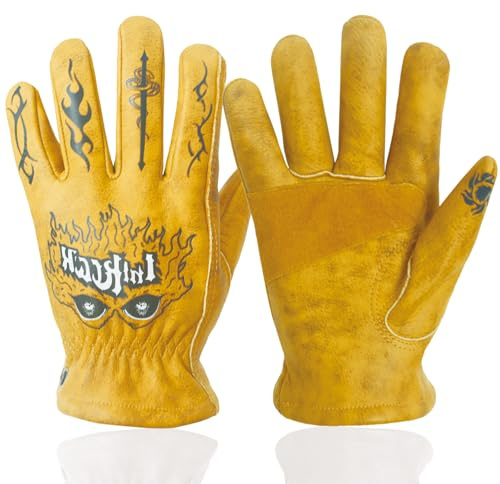 OLSON DEEPAK Fantastische Gartenhandschuhe aus Rindsleder für Damen und Herren, dornensichere Sicherheitshandschuhe für Gartenarbeit, Bau, Moerbike, Wandern, Klettern, robuste Rigger-Handschuhe