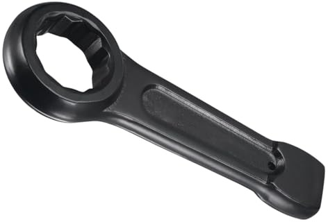 MACHSWON Box-End Wrenches 50mm Slogging Ring Spanner Striking Straight Handle Box End Wrench Black Metric Single Ring Spanners Hand Tool