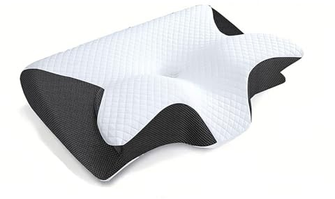 Pillow Daddy Schlafkissen, Kissen für Nackenschmerzen Memory Foam Nackenkissen, Ergonomisches Anti Schnarch Kissen für Rücken, Bauchschläfer, Atmungsaktiv Waschbar, Inklusive 2 Bezüge (Schwarz)