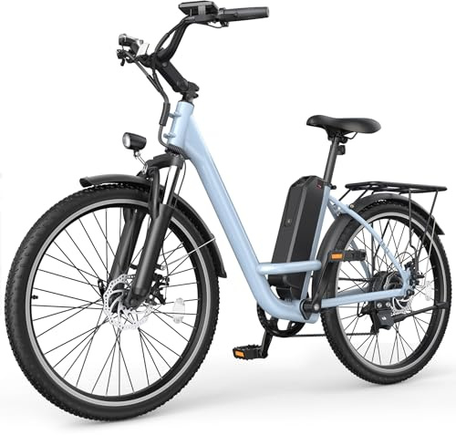 Loeook Electric Bike for Adults, Peak 1000W Ebike, 50Miles 20MPH UL 2849 Certified Commuter Bike, 26'' City Cruiser Bicycle with 48V Removable Battery, Rear Rack, Adjustable Stem, 7 Speed