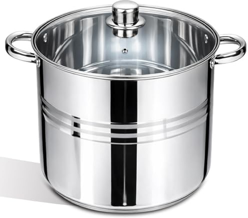 HOMSMYTH Stainless Steel Stockpot with Glass Lid – Heavy Duty Induction Cooking Pot 26cm / 28cm / 30cm | Large Soup, Stew & Pasta Pot | Durable Cookware Pot for Home Kitchen & Catering (30CM)